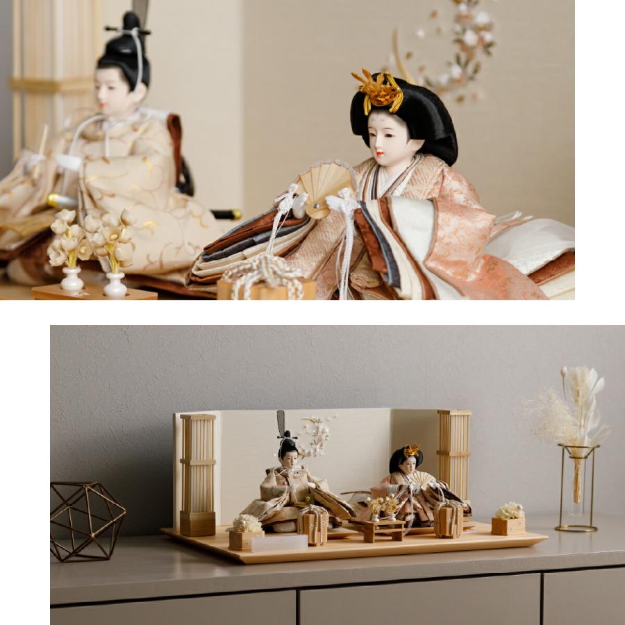 ぷりふあ 雛人形 おしゃれ 親王 高級 PREFER CLASSIC ひな人形 檜台 桜