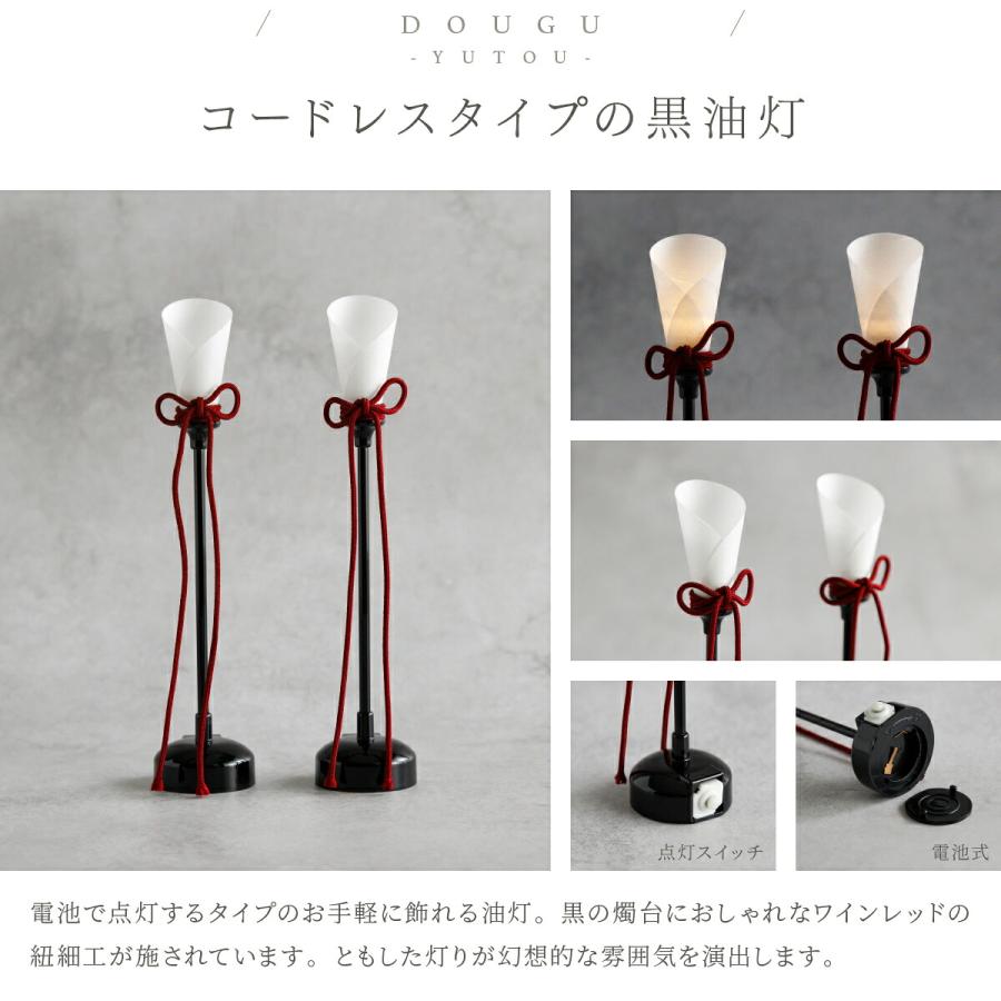 雛人形 おしゃれ 親王飾り 高級 PREFER CLASSIC ひな人形 黒塗台 ベージュ屏風 平飾り お道具付 菱餅三方 油灯 紅白梅 人形極小 選べる人絹衣裳2種類 玖恩 紺紅 | ぷりふあ | 11