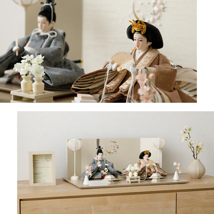 ぷりふあ 雛人形 親王 高級 雛 PREFER CLASSIC ひな人形 ベージュ台 桜