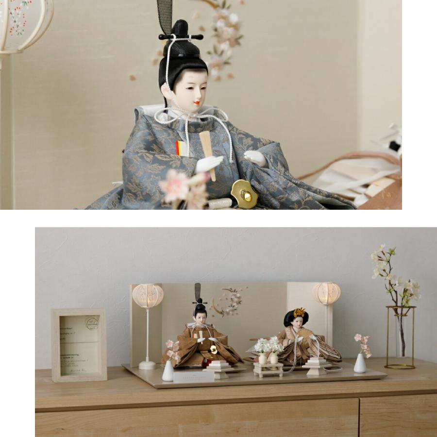 ぷりふあ 雛人形 親王 高級 雛 PREFER CLASSIC ひな人形 ベージュ台 桜