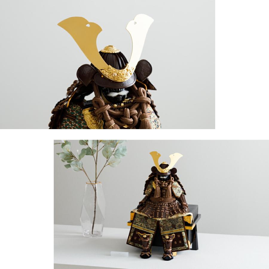 五月人形 コンパクト おしゃれ 鎧飾り 鎧 モダン 高級 5月人形 PREFER CLASSIC 5号鎧 ブラウン 中鍬形 | ぷりふあ | 02