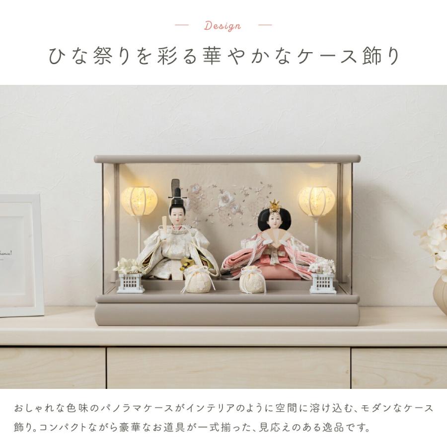 雛人形 コンパクト ケース飾り おしゃれ ひな人形 かわいい インテリア 親王 ふるうる はなのうた パノラマケース rinoca りのか 選べる6種類の衣裳 2026年度 | ぷりふあ | 02