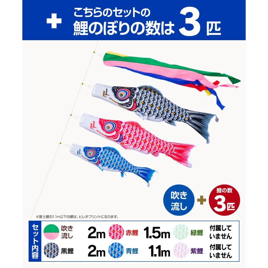 鯉のぼり 庭用 こいのぼり フジサン鯉 富士鯉 2m 6点セット ポール付属