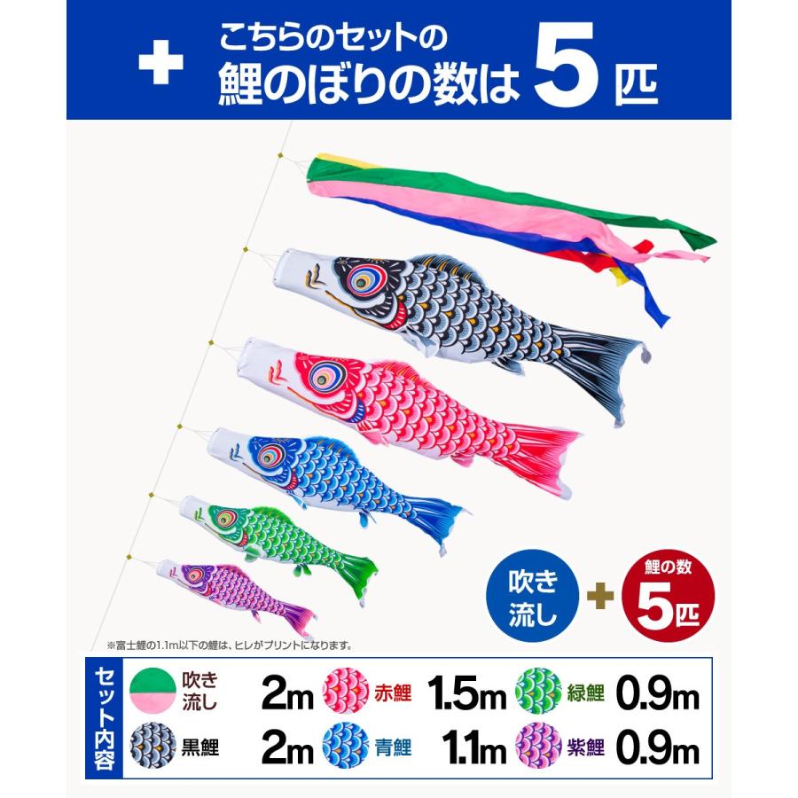 鯉のぼり ベランダ用 こいのぼり フジサン鯉 富士鯉 2m 8点セット ワンタッチスタンド付属 ベランダ プレミアムセットの画像