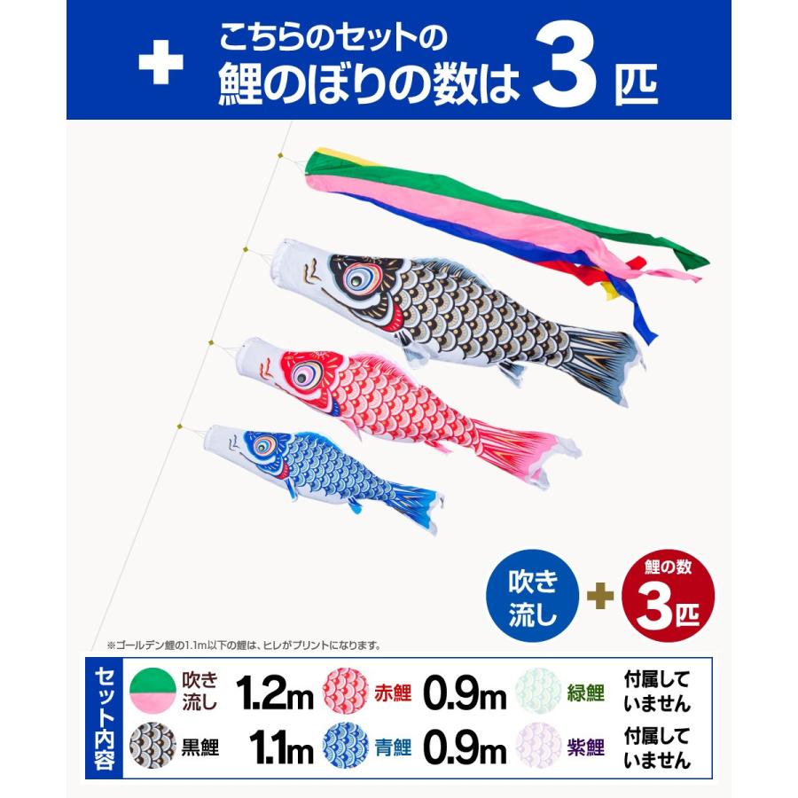 鯉のぼり ベランダ用 こいのぼり フジサン鯉 ゴールデン鯉 1.2m 6点