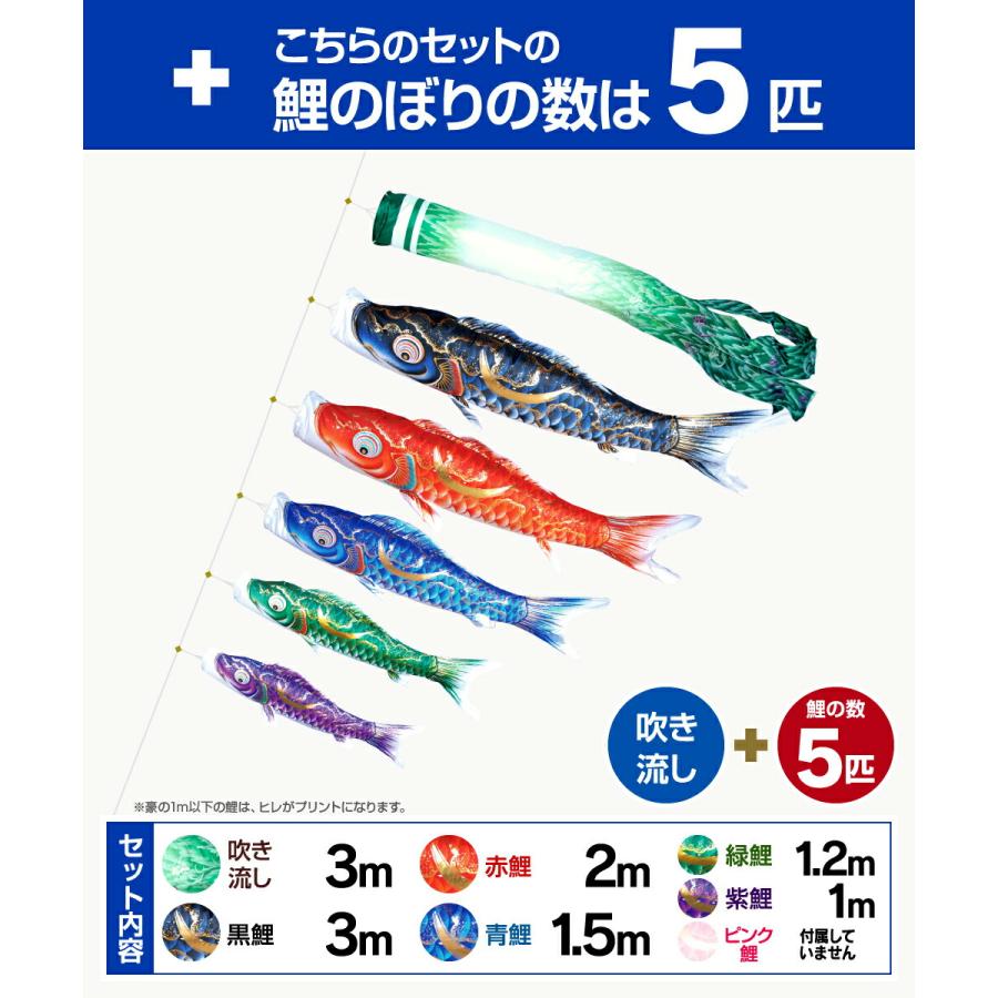 鯉のぼり 庭用 こいのぼり 徳永鯉のぼり 金彩弦月之鯉 豪 3m 8点セット 庭園 大型セット ポール 別売_1