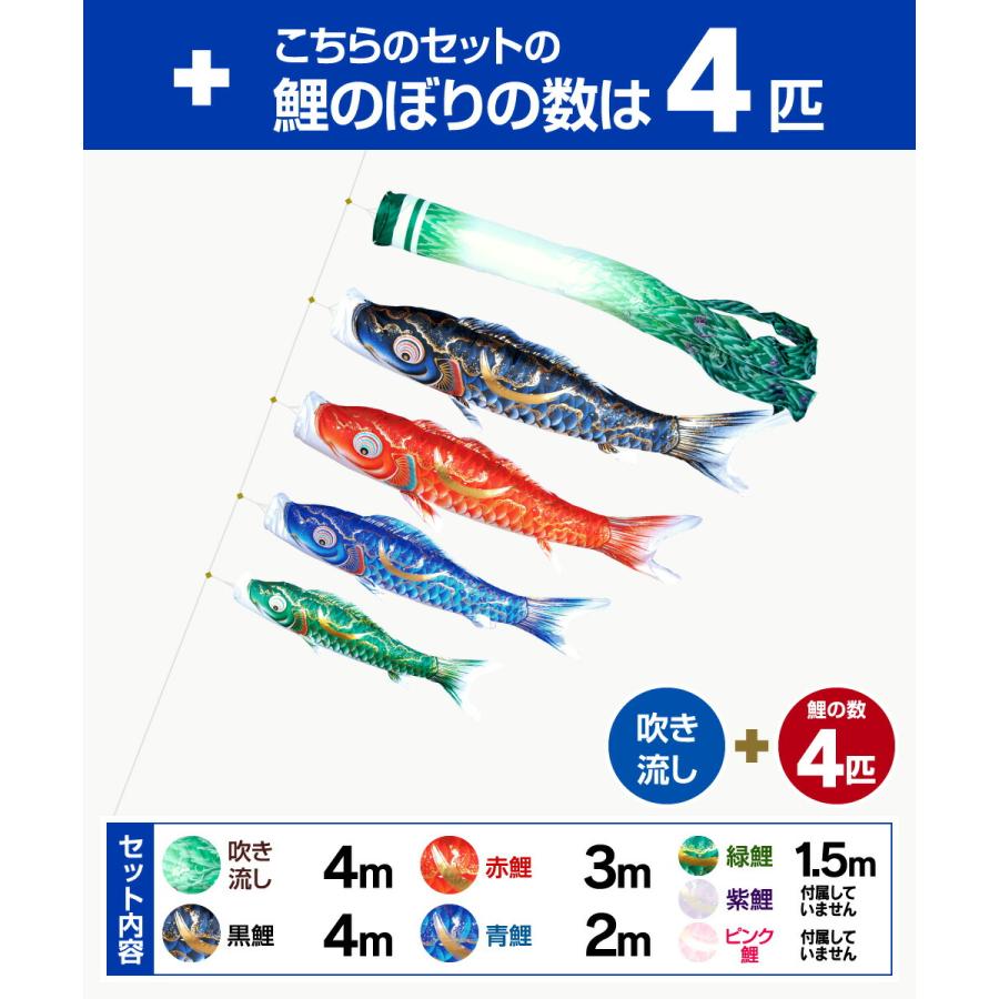 鯉のぼり 庭用 こいのぼり 徳永鯉のぼり 金彩弦月之鯉 豪 4m 7点セット