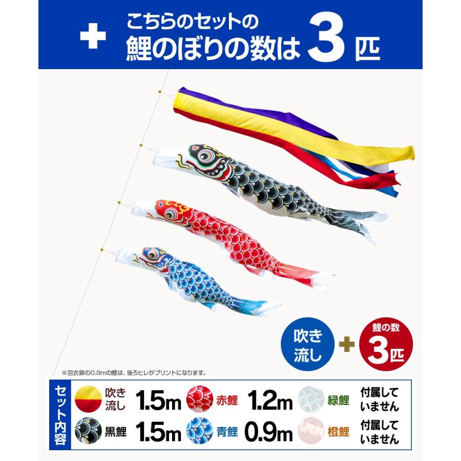 鯉のぼり ベランダ用 こいのぼり 錦鯉 渡辺鯉正絹を超えるしなやかさ 羽衣錦鯉 1.5m 6点セット ワンタッチスタンド付属 ベランダ プレミアムセット