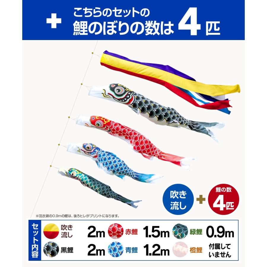 鯉のぼり ベランダ用 こいのぼり 錦鯉 正絹を超えるしなやかさ 羽衣錦鯉 2m 7点セット 格子金具付属 ベランダ スタンダードセットの画像