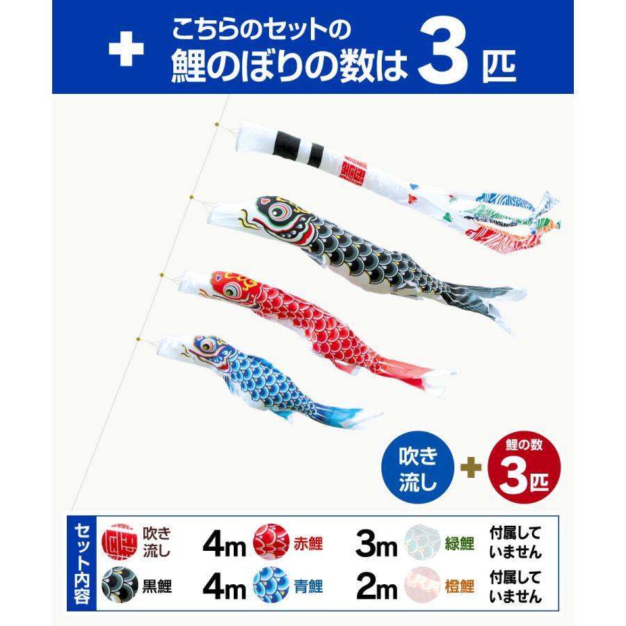 鯉のぼり 庭用 こいのぼり 錦鯉 正絹を超えるしなやかさ 羽衣錦鯉 4m 6点セット 庭園 ポール付属 ガーデンスタンドセット_3
