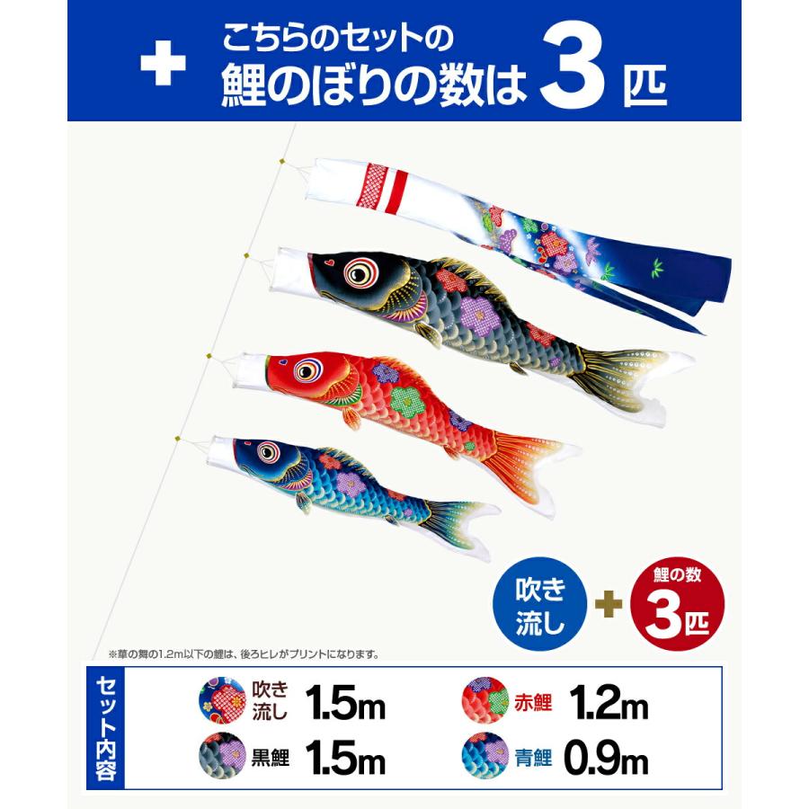鯉のぼり ベランダ用 こいのぼり 旭天竜 友禅 華の舞 1.5m 6点セット 万能取付金具付属 ベランダ プレミアムセットの画像
