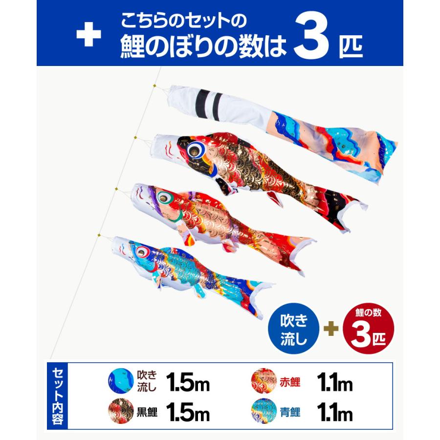 鯉のぼり 庭用 こいのぼり フジサン鯉 華美鯉 1.5m 6点セット 鯉のぼり