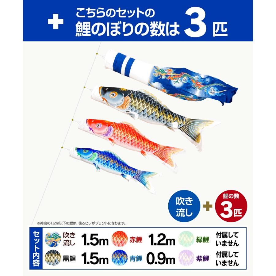 鯉のぼり ベランダ用　鯉のぼり 神鳴鯉-KAMUI- 1.5m 6点/スタンダードセット ワンタッチスタンド_1