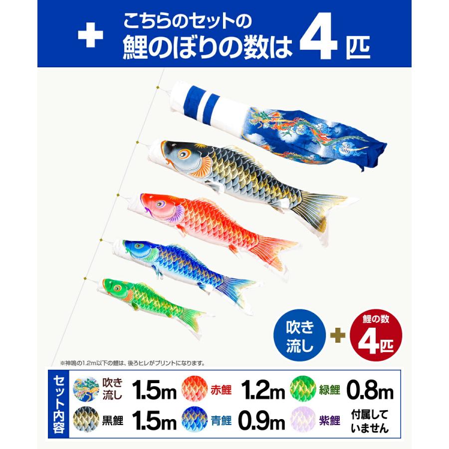 ぷりふあ 鯉のぼり ベランダ用 鯉のぼり 神鳴鯉-KAMUI- 1.5m 7点