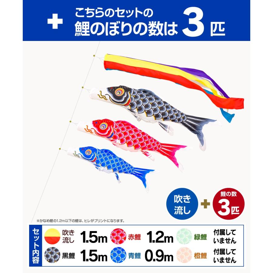 鯉のぼり ベランダ用 こいのぼり 錦鯉 新緑の風になびく かなめ鯉 1.5m 6点セット 万能スタンド付属 ベランダ プレミアムセット 庭園 兼用_4