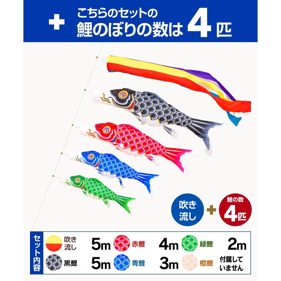 鯉のぼり 庭用 こいのぼり 錦鯉 新緑の風になびく かなめ鯉 5m 7点