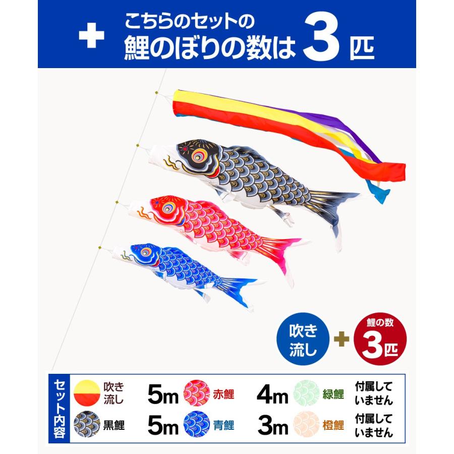 鯉のぼり 庭用 こいのぼり 錦鯉 寿の金文字にたくす親心 金寿鯉 5m 6点