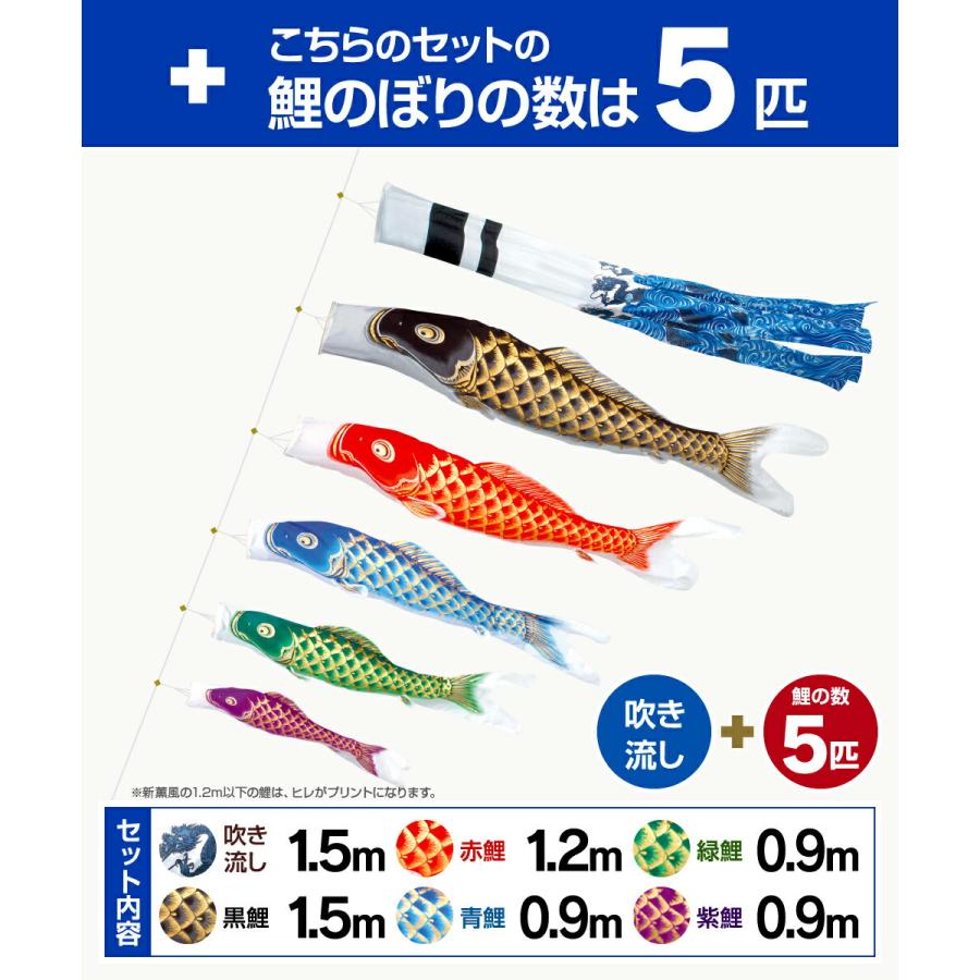 鯉のぼり 庭用 こいのぼり 旭天竜 天に昇る龍の勇姿 新薫風 1.5m 8点セット 鯉のぼり 庭用 ポール付属 ガーデンセットの画像