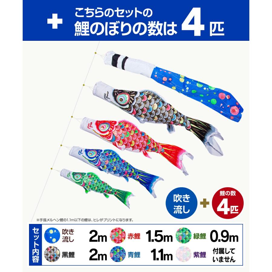 鯉のぼり 庭用 こいのぼり フジサン鯉 手描メルヘン鯉 2m 7点セット 鯉のぼり 庭用 ポール付属 ガーデンセットの画像