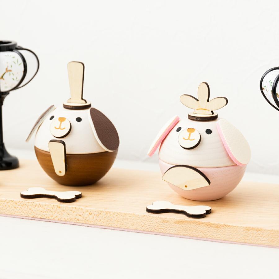 ペット用 雛人形 木製 犬 ワンちゃん ひなまる 骨プレート付 名入れ可