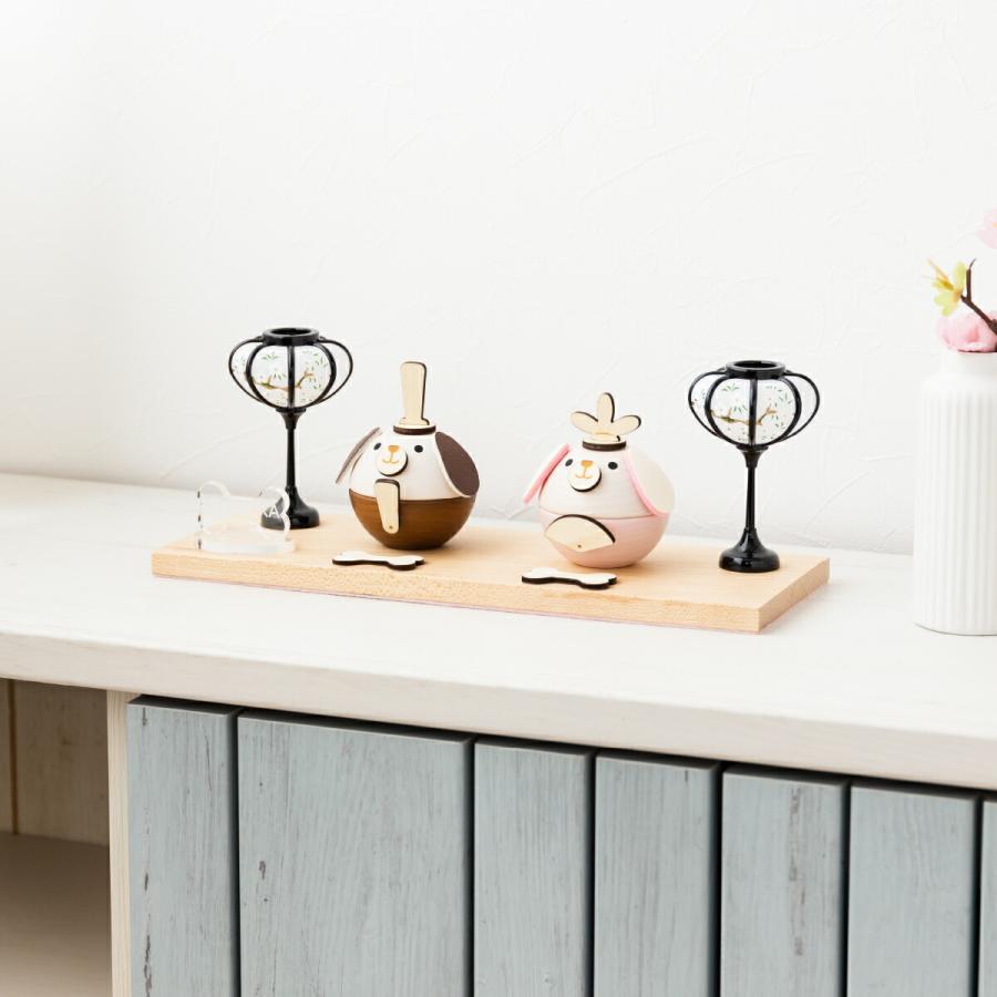 ペット用 雛人形 木製 犬 ワンちゃん ひなまる 骨プレート付 名入れ可