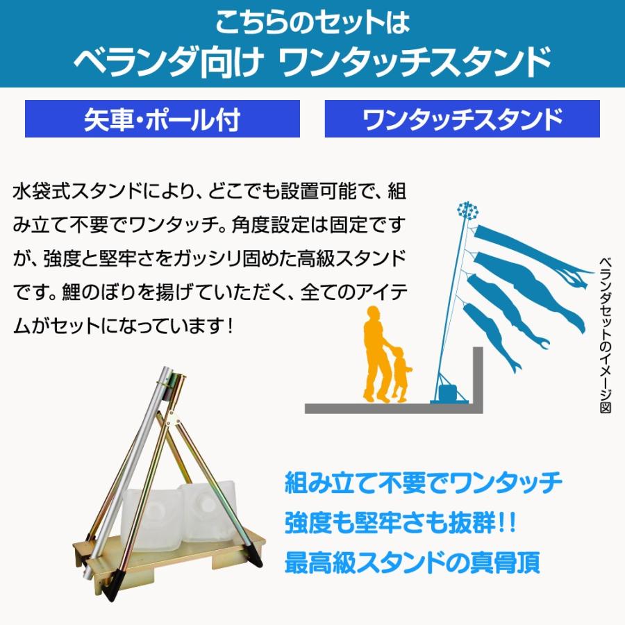 鯉のぼり ベランダ用 こいのぼり 錦鯉 黄金錦鯉 2m 6点セット ワンタッチスタンド付属 ベランダ スタンダードセット_1