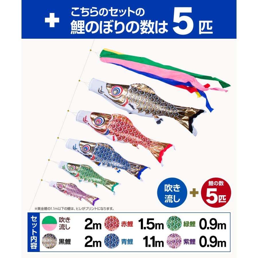 鯉のぼり ベランダ用 こいのぼり フジサン鯉 黄金鯉 2m 8点セット 格子金具付属 ベランダ プレミアムセットの画像