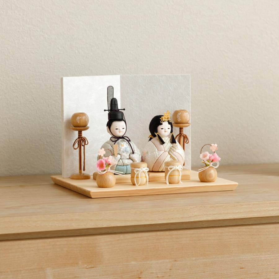 雛人形 おしゃれ コンパクト かわいい 木目込み ぷりふあ ちとせ ナチュラル Sサイズ 平飾り ケース飾り 雛 親王飾り インテリア お雛様 おひなさま ひな人形 | ぷりふあ | 05