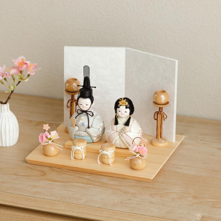 雛人形 おしゃれ コンパクト かわいい 木目込み ぷりふあ ちとせ ナチュラル Sサイズ 平飾り ケース飾り 雛 親王飾り インテリア お雛様 おひなさま ひな人形 | ぷりふあ | 06