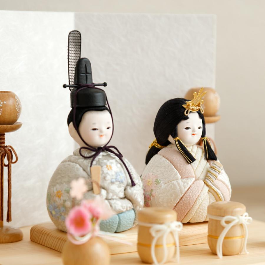 雛人形 おしゃれ コンパクト かわいい 木目込み ぷりふあ ちとせ ナチュラル Sサイズ 平飾り ケース飾り 雛 親王飾り インテリア お雛様 おひなさま ひな人形 | ぷりふあ | 07