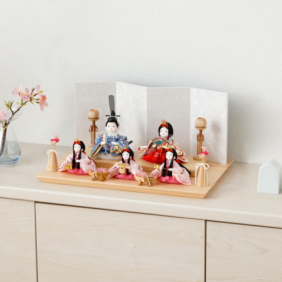 雛人形 おしゃれ コンパクト かわいい ぷりふあ 衣 ちとせ ナチュラル Lサイズ 平飾り ケース飾り 雛 五人飾り インテリア お雛様 おひなさま ミニ ひな人形 | ぷりふあ | 07