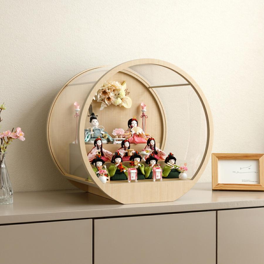 ぷりふあ 雛人形 ケース飾り コンパクト おしゃれ かわいい 丸型