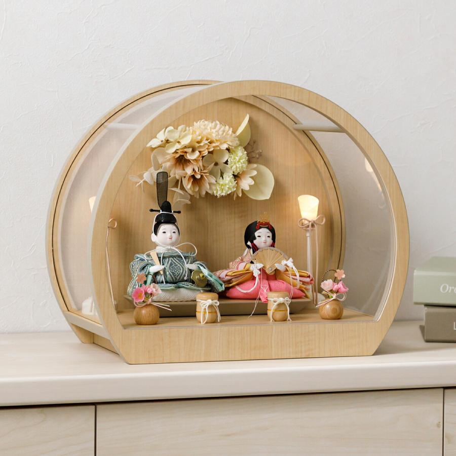 ぷりふあ 雛人形 ケース飾り コンパクト おしゃれ かわいい 丸型