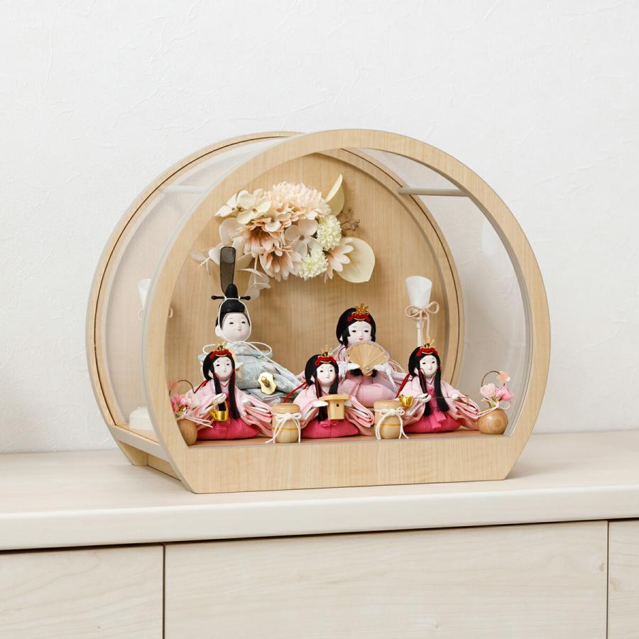 ぷりふあ 雛人形 ケース飾り コンパクト おしゃれ かわいい 丸型