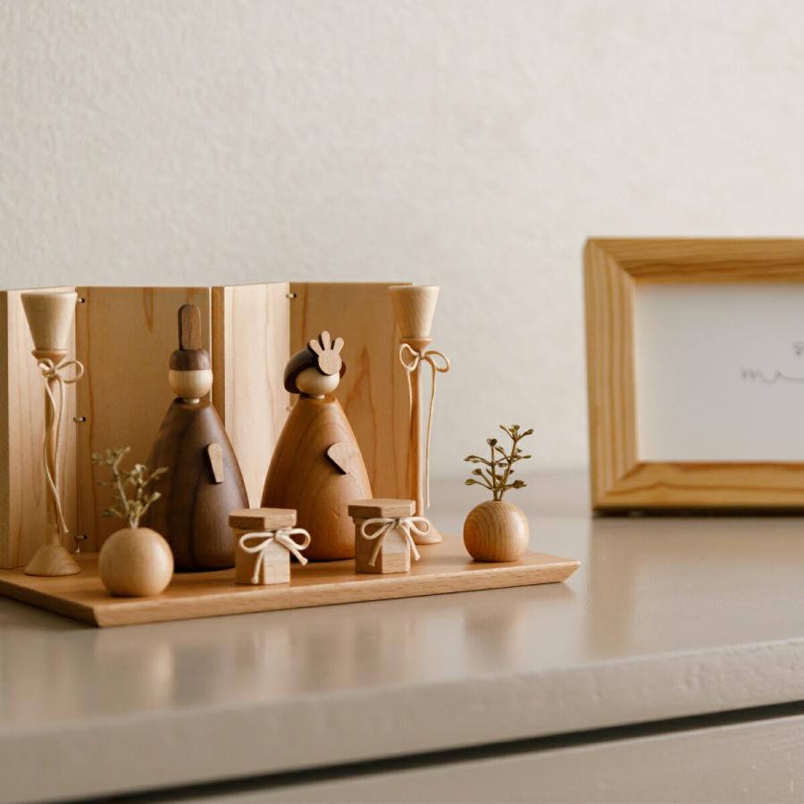 雛人形 木製 コンパクト おしゃれ モダン かわいい 親王飾り ひな人形 prefer MOKU 木製雛人形 mitomi 選べる丸型オプションケース 平飾り ケース飾り | ぷりふあ | 07