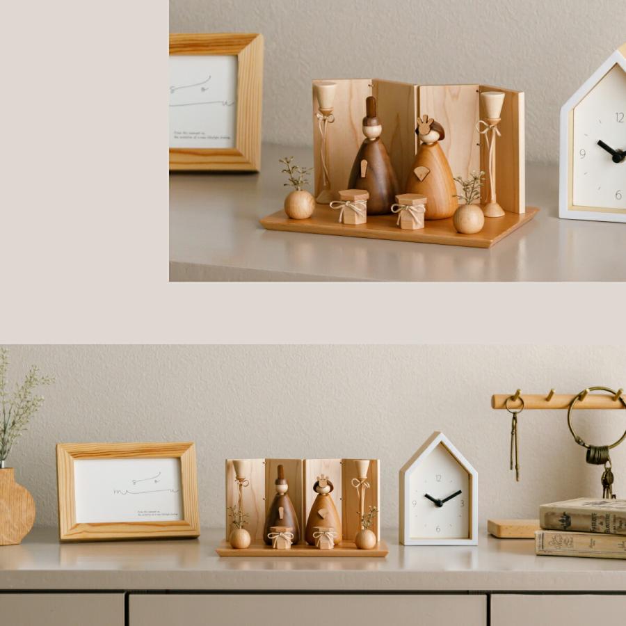 雛人形 木製 コンパクト おしゃれ モダン かわいい 親王飾り ひな人形 prefer MOKU 木製雛人形 mitomi 選べる丸型オプションケース 平飾り ケース飾り | ぷりふあ | 08