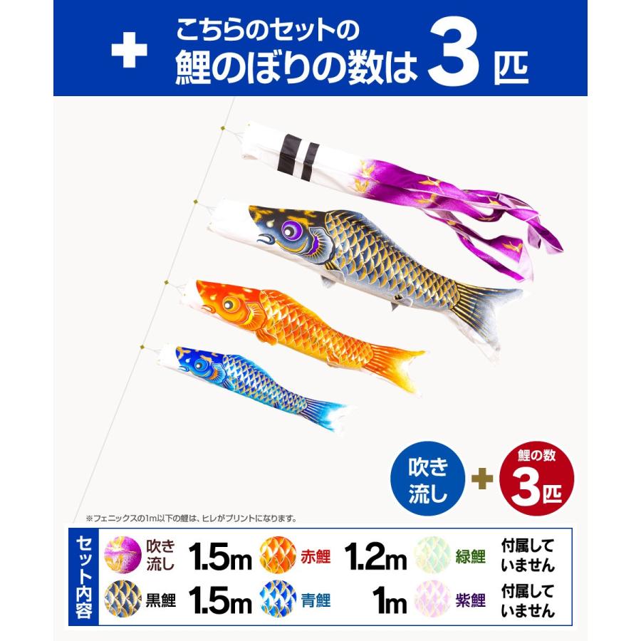 鯉のぼり ベランダ用 こいのぼり 焔帝鯉フェニックス 1.5m 6点セット 万能取付金具付属 ベランダ プレミアムセット_4