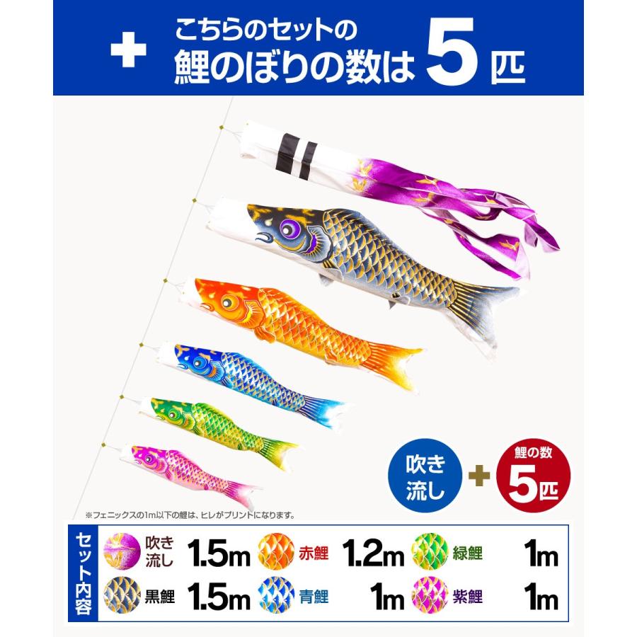 新品新品鯉のぼり ベランダ用 こいのぼり 焔帝鯉フェニックス 1.5m 8点