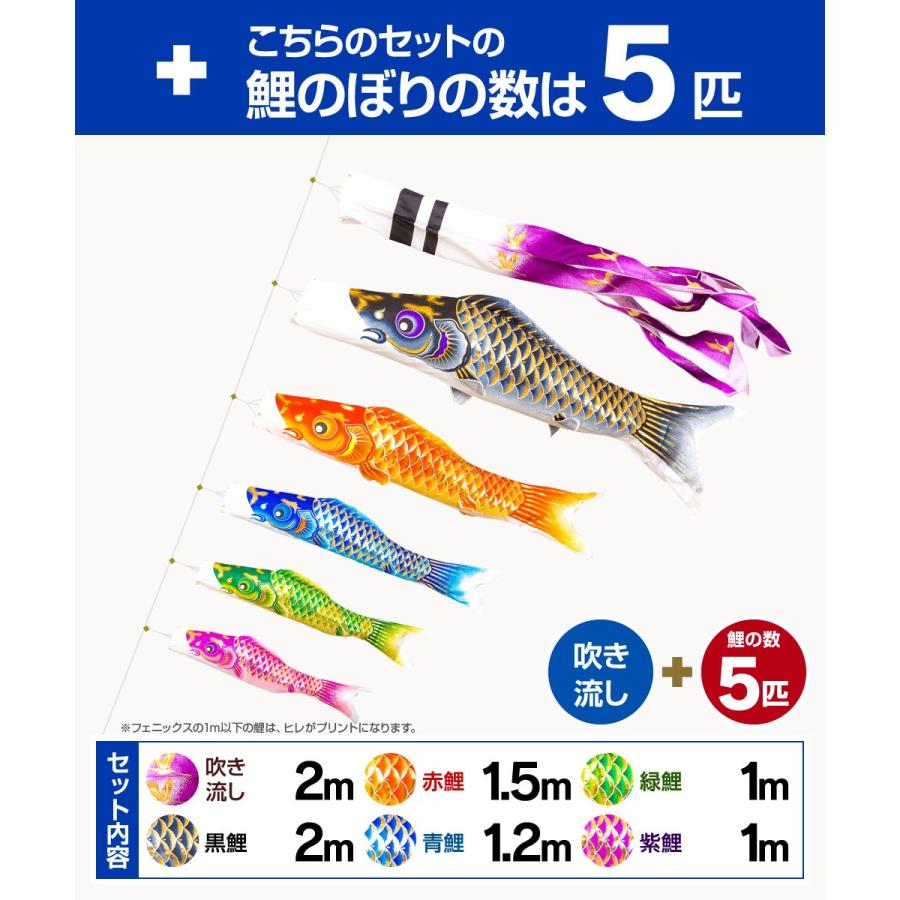鯉のぼり ベランダ用 こいのぼり 焔帝鯉フェニックス 2m 8点セット 格子金具付属 ベランダ スタンダードセット_4