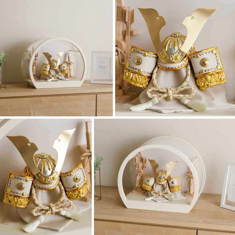 【2025年度モデル】五月人形 ケース飾り コンパクト おしゃれ インテリア 兜 モダン 5月人形 今どき 兜飾り ROITOKA 金鍬兜 丸型ケース飾り- | ぷりふあ | 01