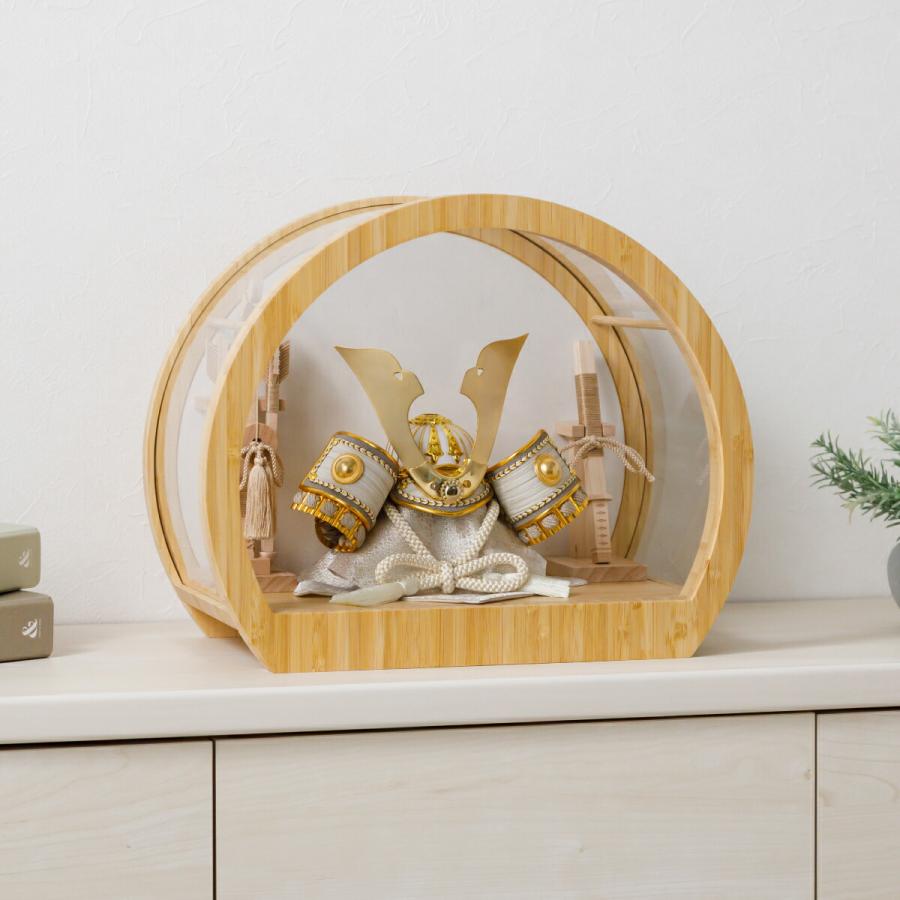 五月人形 ケース飾り コンパクト おしゃれ インテリア 兜 モダン 5月人形 最新 今どき 兜飾り ROITOKA 縁斗 丸型ケース飾り こどもの日 男の子 初節句 木製 | ぷりふあ | 06