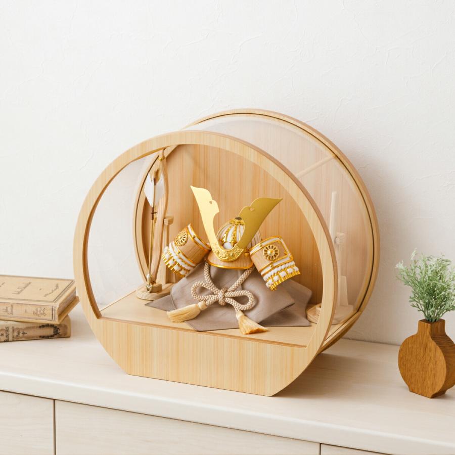 五月人形 ケース飾り コンパクト おしゃれ モダン 5月人形 最新 今どき 兜飾り ROITOKA RENSEI 丸型ケース飾り 選べる兜2種 こどもの日 インテリア 男の子 | ぷりふあ | 02