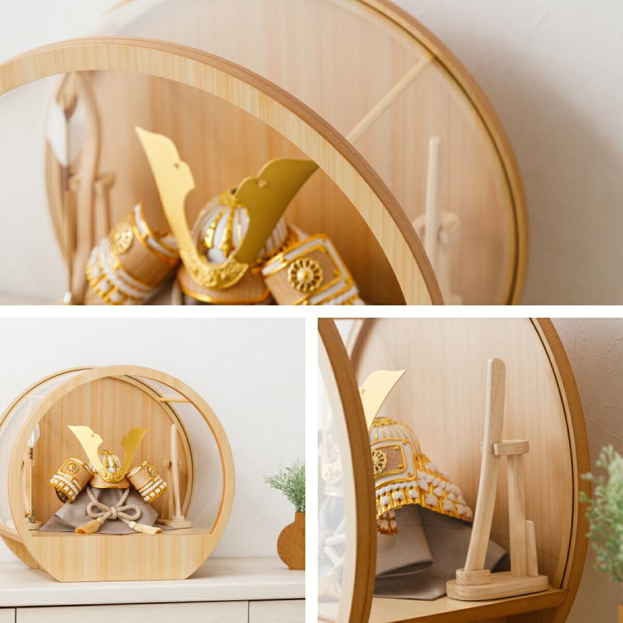 五月人形 ケース飾り コンパクト おしゃれ モダン 5月人形 最新 今どき 兜飾り ROITOKA RENSEI 丸型ケース飾り 選べる兜2種 こどもの日 インテリア 男の子 | ぷりふあ | 04