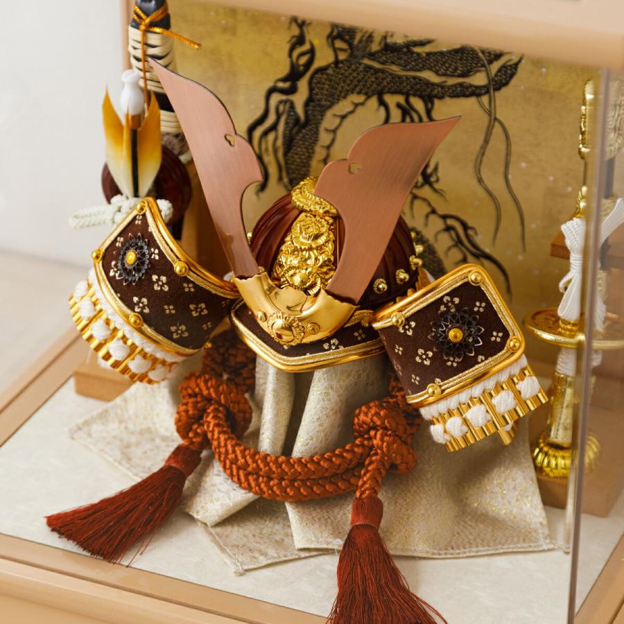 五月人形 ケース飾り コンパクト おしゃれ 兜飾り モダン インテリア 5月人形 最新 今どき インテリア ブラウン兜ケース 選べる兜4種類 初節句 男の子 | ブランド登録なし | 02