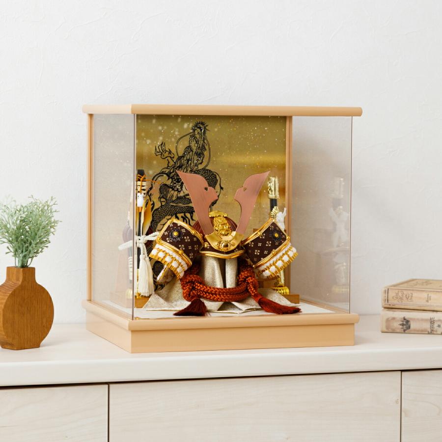 五月人形 ケース飾り コンパクト おしゃれ 兜飾り モダン インテリア 5月人形 最新 今どき インテリア ブラウン兜ケース 選べる兜4種類 初節句 男の子 | ブランド登録なし | 03