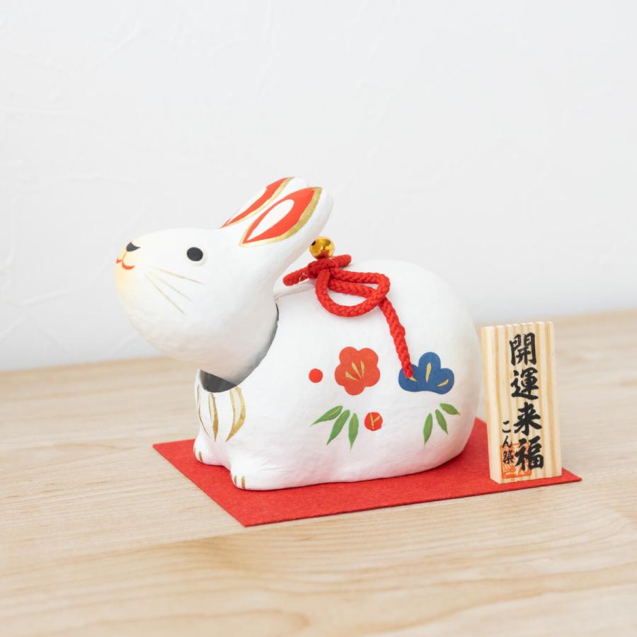 餅つき卯　兎　うさぎ　置物　寿康斎 餅つき卯 兎 うさぎ 置物 寿康斎 （ウサギのお餅つき 白）