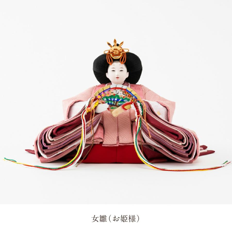 雛人形 親王飾り おしゃれ コンパクト お雛様 かわいい 柴田家千代 創作雛 正絹紋紗 刺繍リボンに梅 雛 特選_10