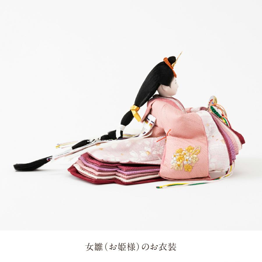 雛人形 親王飾り おしゃれ コンパクト お雛様 かわいい 柴田家千代 創作雛 正絹紋紗 刺繍リボンに梅 雛 特選_11