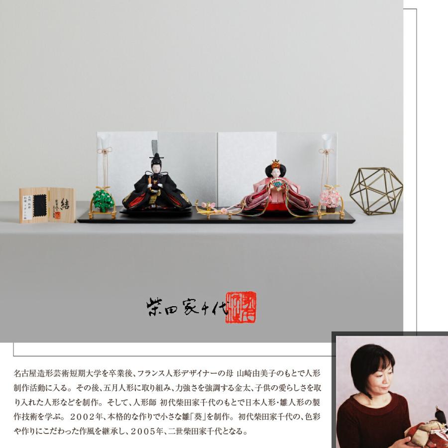 雛人形 親王飾り おしゃれ コンパクト お雛様 かわいい 柴田家千代 創作雛 正絹紋紗 刺繍リボンに梅 雛 特選_3