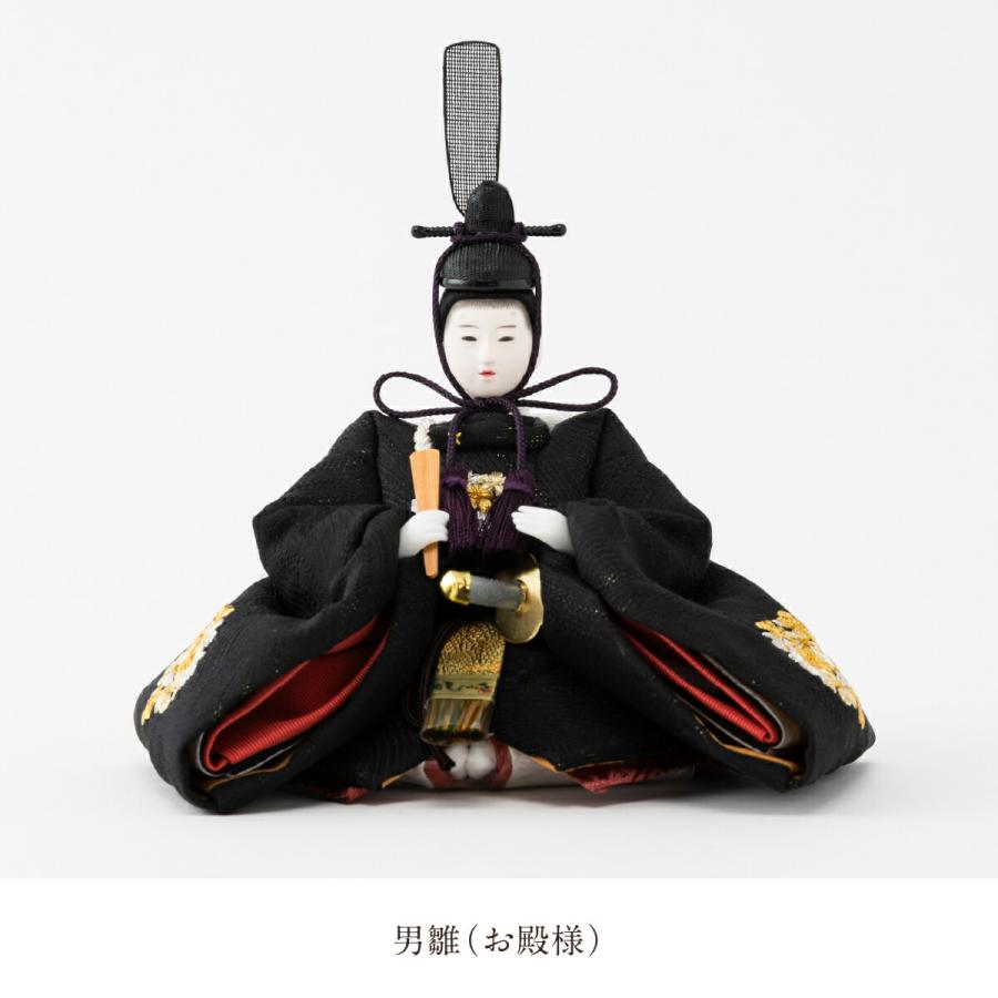 雛人形 親王飾り おしゃれ コンパクト お雛様 かわいい 柴田家千代 創作雛 正絹紋紗 刺繍リボンに梅 雛 特選_6